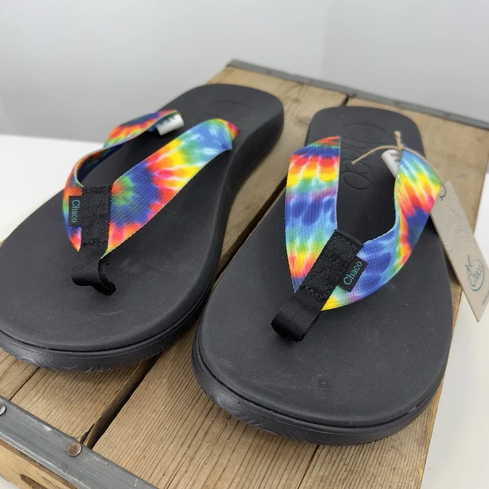 NEW Chaco Mens size 13 46 Sandals Rainbow Pride Flip Flops Chillos‎ LGBQT+ Tags